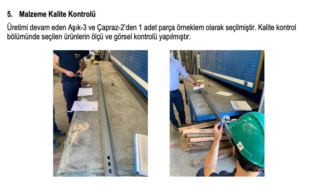 Quality inspection of the mounting structures used on roofs