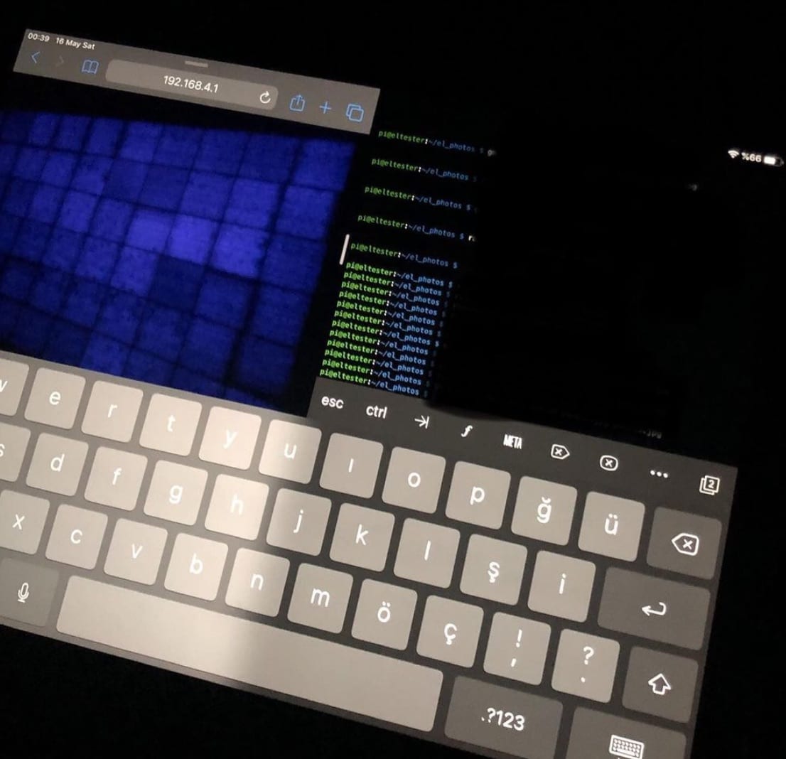 A Raspberry Pi communicating with the EL test device