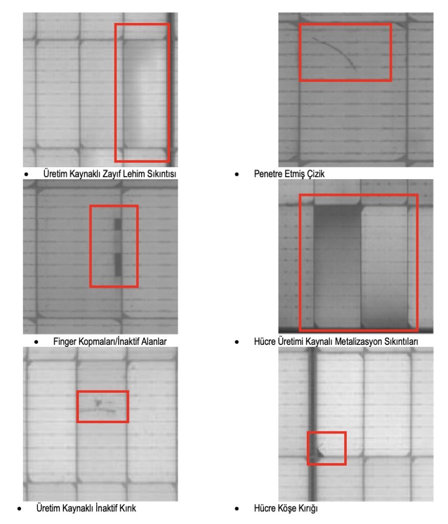 Güneş Paneli Hasarı Zayıf Lehim Çatlak Penetre Etmiş Çizik